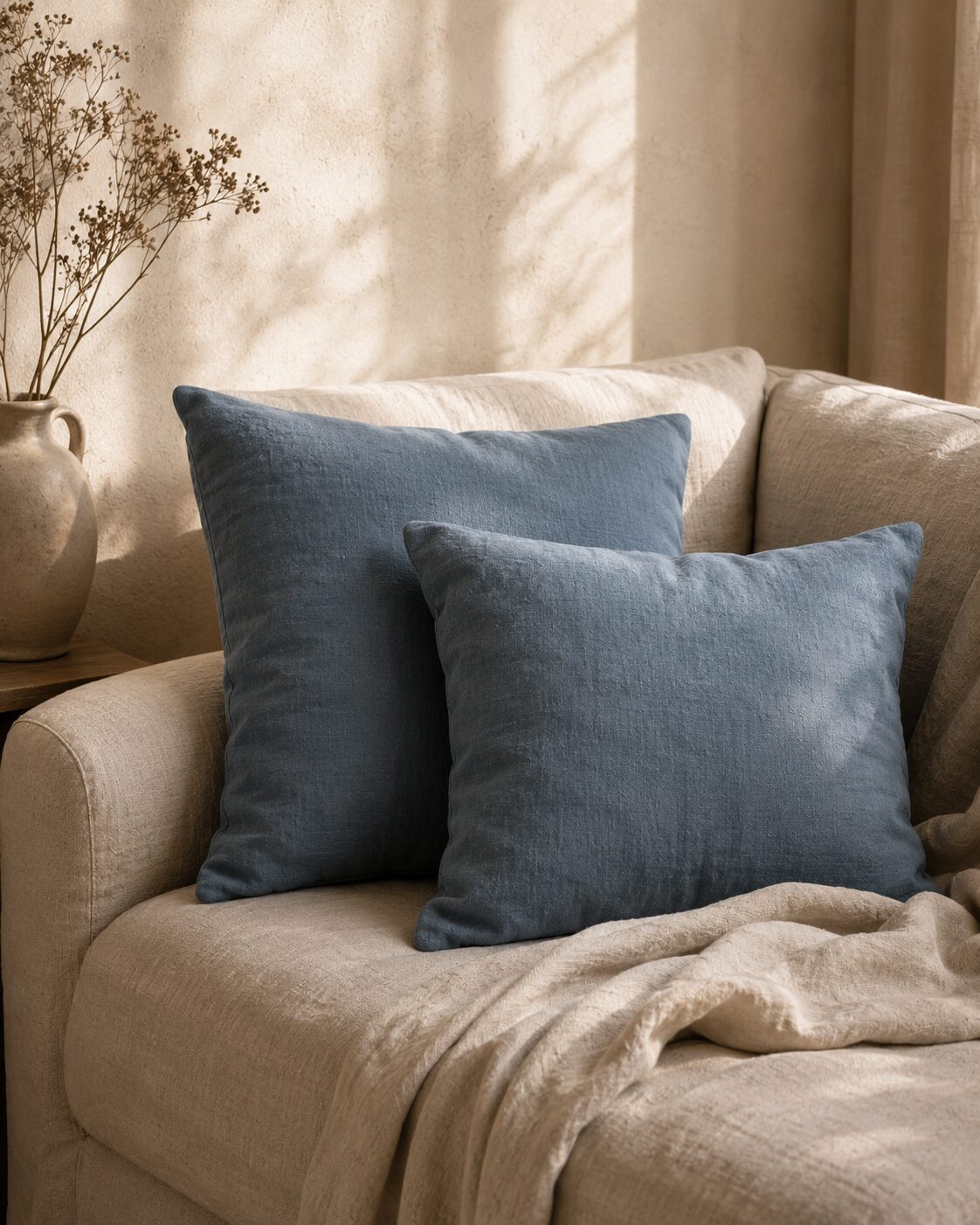 Dusty Blue Linen Cushion