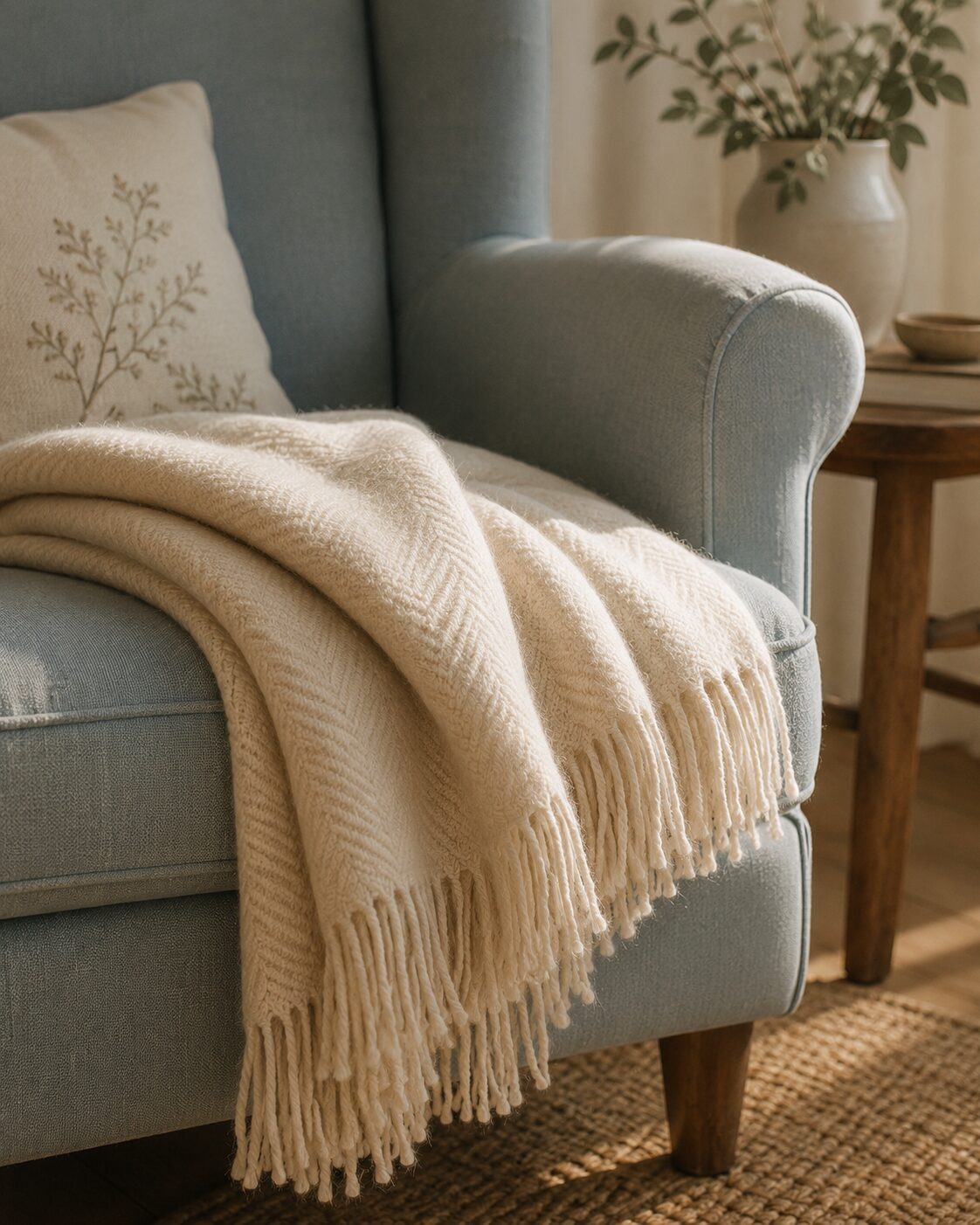 Wool Throw - Cream