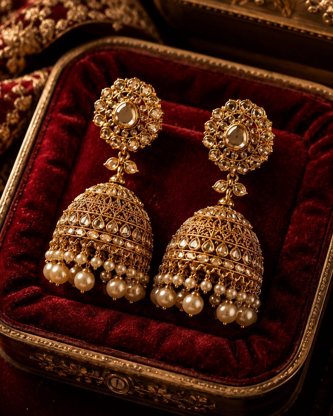 Gold Jhumka Earrings